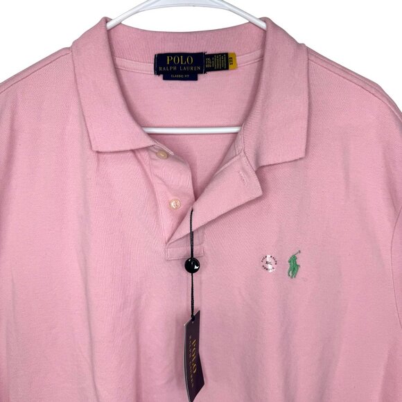 New Polo Ralph Lauren Classic Fit Pink Cotton Polo Shirt Men's Plus size XXL - Picture 2 of 8